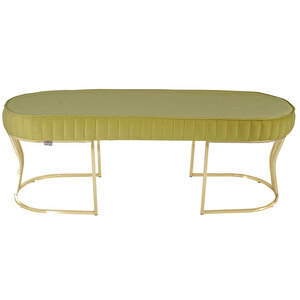 Viego Gold Striped Bench Puf Hardal