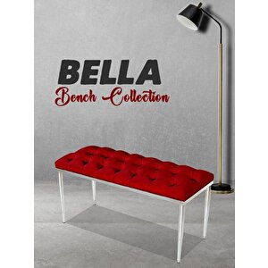 Bella Silver Bench Puf Bordo