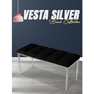 Vesta Silver Bench Puf Siyah