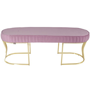 Viego Gold Striped Bench Puf Pembe