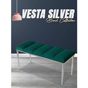 Vesta Silver Bench Puf Yeşil