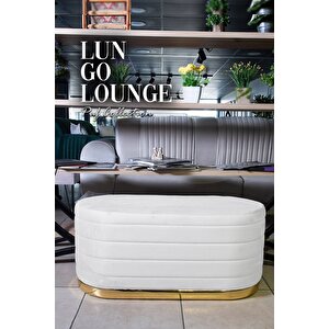 Lungo Long Line Gold Puf Beyaz