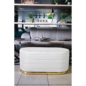 Lungo Long Line Gold Puf Beyaz