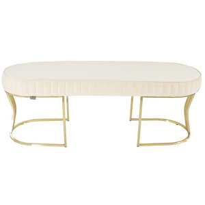 Viego Gold Striped Bench Puf Beyaz