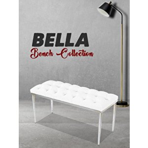 Bella Silver Bench Puf Beyaz