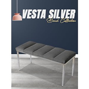 Vesta Silver Bench Puf Gri