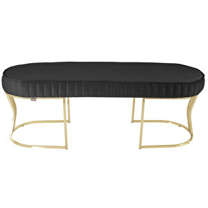 Viego Gold Striped Bench Puf Antrasit