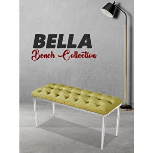 Bella Silver Bench Puf Hardal