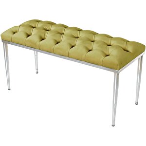 Bella Silver Bench Puf Hardal