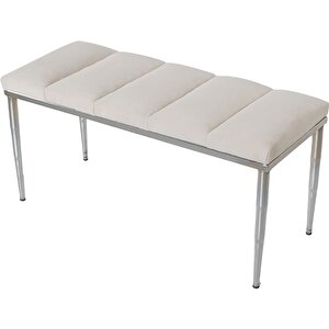 Vesta Silver Bench Puf Krem