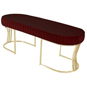 Viego Gold Striped Bench Puf Bordo