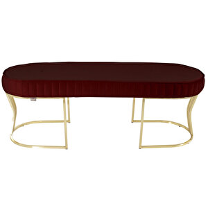 Viego Gold Striped Bench Puf Bordo