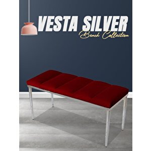 Vesta Silver Bench Puf Bordo