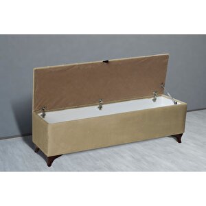 Vetra Sandıklı Bench Puf, Beyaz Hardal