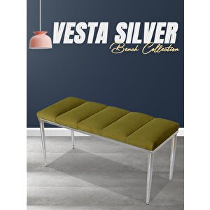 Vesta Silver Bench Puf Hardal