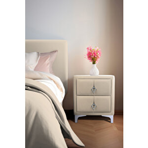 Harmony Silver Komodin, İki Çekmeceli Krem