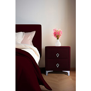 Harmony Silver Komodin, İki Çekmeceli Bordo