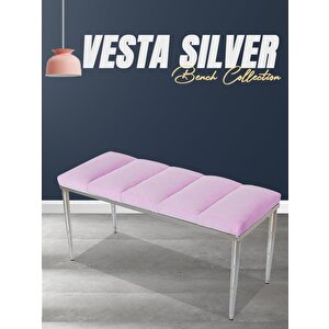 Vesta Silver Bench Puf Pembe
