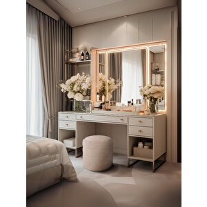 Diana Slim Line Luxury Puf, Silindir Krem