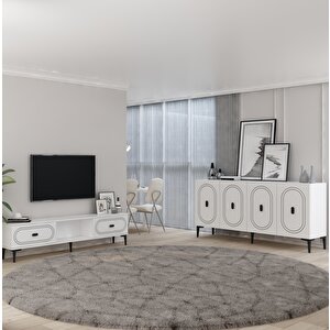 Wenyct Konsol (kb150), Tv Sehpasi 2 Li̇ Salon Takimi beyaz Beyaz
