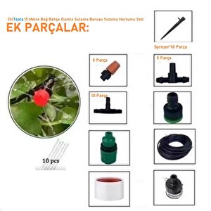Zhltools 15 Metre Bağ Bahçe Damla Sulama Borusu Sulama Hortumu Seti