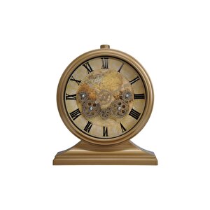 Efe Mark Premium Serisi Modern Kadranlı Döner Çarklı 32x28 Cm Ev Ve Ofis Masa Ve Duvar Saati Roma Rakamlı Harita Baskılı Gold