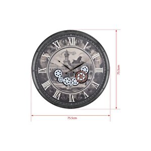 Efe Mark Premium Serisi Modern Kadranlı Döner Çarklı 32x28 Cm Ev Ve Ofis Masa Ve Duvar Saati Roma Rakamlı Harita Baskılı Gold