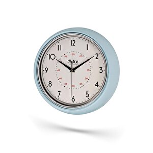 New-max Premium Serisi Retro Tasarım Metal Kadranlı Bombeli Cam Özellikli 25 Cm Ev Ve Ofis Saati Mavi