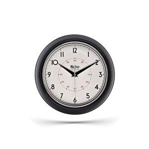 New-max Premium Serisi Retro Tasarım Metal Kadranlı Bombeli Cam Özellikli 25 Cm Ev Ve Ofis Saati Siyah