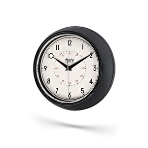 New-max Premium Serisi Retro Tasarım Metal Kadranlı Bombeli Cam Özellikli 25 Cm Ev Ve Ofis Saati Siyah