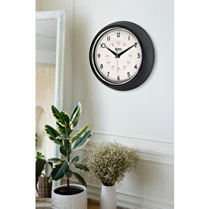 New-max Premium Serisi Retro Tasarım Metal Kadranlı Bombeli Cam Özellikli 25 Cm Ev Ve Ofis Saati Siyah