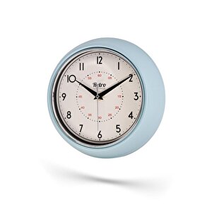 New-max Premium Serisi Retro Tasarım Metal Kadranlı Bombeli Cam Özellikli 30 Cm Ev Ve Ofis Saati Mavi