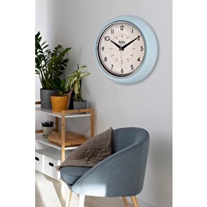 New-max Premium Serisi Retro Tasarım Metal Kadranlı Bombeli Cam Özellikli 30 Cm Ev Ve Ofis Saati Mavi