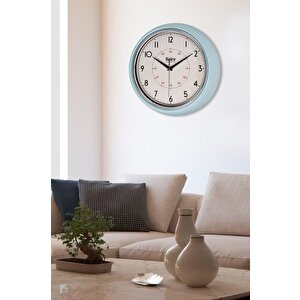 New-max Premium Serisi Retro Tasarım Metal Kadranlı Bombeli Cam Özellikli 30 Cm Ev Ve Ofis Saati Mavi