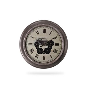 Efe Mark Premium Serisi Antik Eskitme Döner Çarklı Retro Tasarım 60 Cm Ev Ve Ofis Duvar Saati Roma Rakamlı Vintage Tasarım