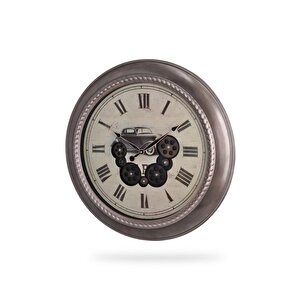 Efe Mark Premium Serisi Antik Eskitme Döner Çarklı Retro Tasarım 60 Cm Ev Ve Ofis Duvar Saati Roma Rakamlı Vintage Tasarım