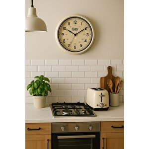 New-max Premium Serisi Retro Tasarım Metal Kadranlı Bombeli Cam Özellikli 25 Cm Ev Ve Ofis Saati Beyaz