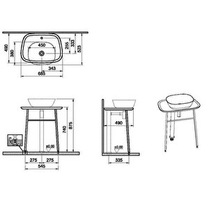Vitra Plural Serbest Yüksek Lavabo Ünitesi, 70 Cm, Mat Bej  64057