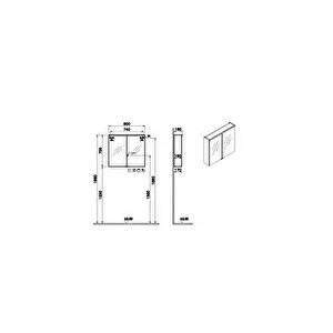 Vitra Metropole Edge Dolaplı Ayna, 80 Cm, Ceviz 67165