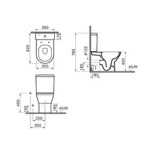 Vitra Duvara Tam Dayalı Klozet Integra Rim-ex Kanalsız, 7043l003-0092