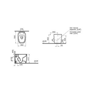 Vitra Yerden Tek Klozet Plural Rim-ex Duvara Tam Dayalı 55 Cm, Mat Siyah 7815b483-0090