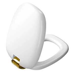 Vitra Plural Klozet Kapağı, Altın Renk Metal Menteşeli, Yavaş Kapanır, Kolay Sökülebilir, Mat Beyaz, 126-001-019