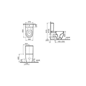 Vitra Duvara Tam Dayalı Klozet Sento Rim-ex Kanalsız, 5987b003-0092