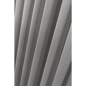 Velara Pırıltılı Tül Perde – Modern Salon, Gri, Ultra Dökümlü 1x3 Sık Pile 275x250 cm
