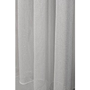 Velara Pırıltılı Tül Perde – Modern Salon, Beyaz, Ultra Dökümlü 1x3 Sık Pile 220x255 cm