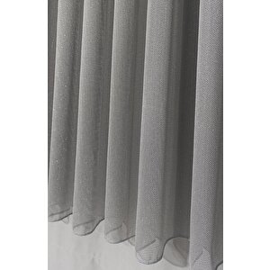 Velara Pırıltılı Tül Perde – Modern Salon, Gri, Ultra Dökümlü 1x3 Sık Pile
