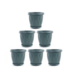 Sy-5702 Plastik Ürgüp Tabaklı Saksı Takımı 2,3 Litre Yeşil 6 Adet