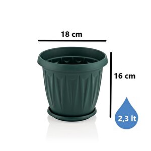 Sy-5702 Plastik Ürgüp Tabaklı Saksı Takımı 2,3 Litre Yeşil 6 Adet