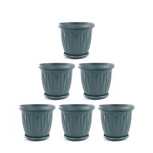 Sy-5703 Plastik Ürgüp Tabaklı Saksı Takımı 3,5 Lt Yeşil 6 Adet