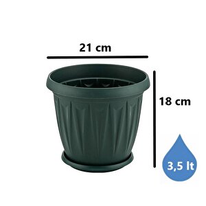 Sy-5703 Plastik Ürgüp Tabaklı Saksı Takımı 3,5 Lt Yeşil 6 Adet